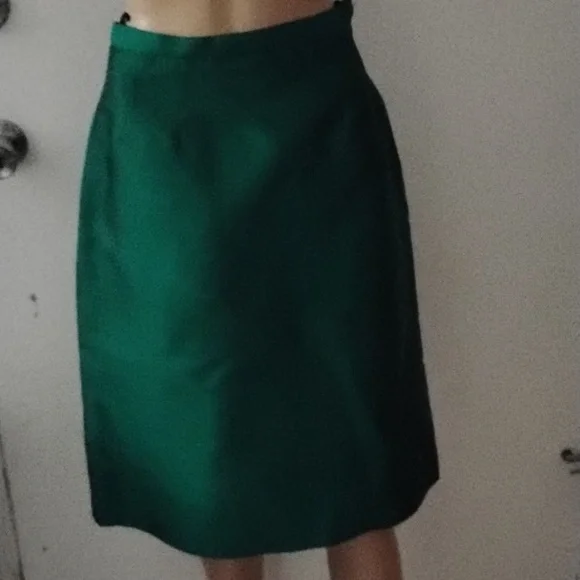 Vintage 50's 60's Emerald Green Raw Silk Suit Mink Cuffs Marissa California New? - Picture 10 of 11